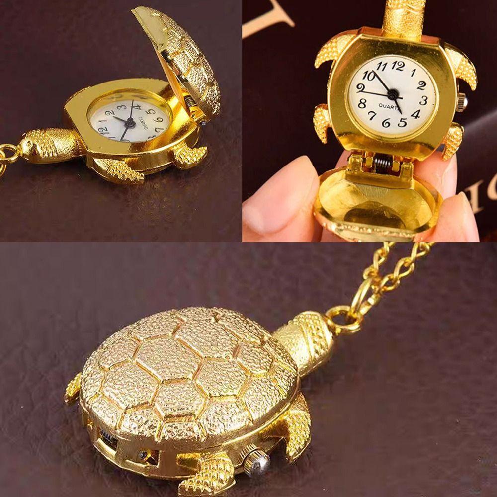Alloy Turtle Watch Flip Cap Necklace Watch Creative Pocket Watch Gift