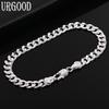 925 Sterling Silver 7mm Side Chain Charm Bracelet Wedding Jewelry