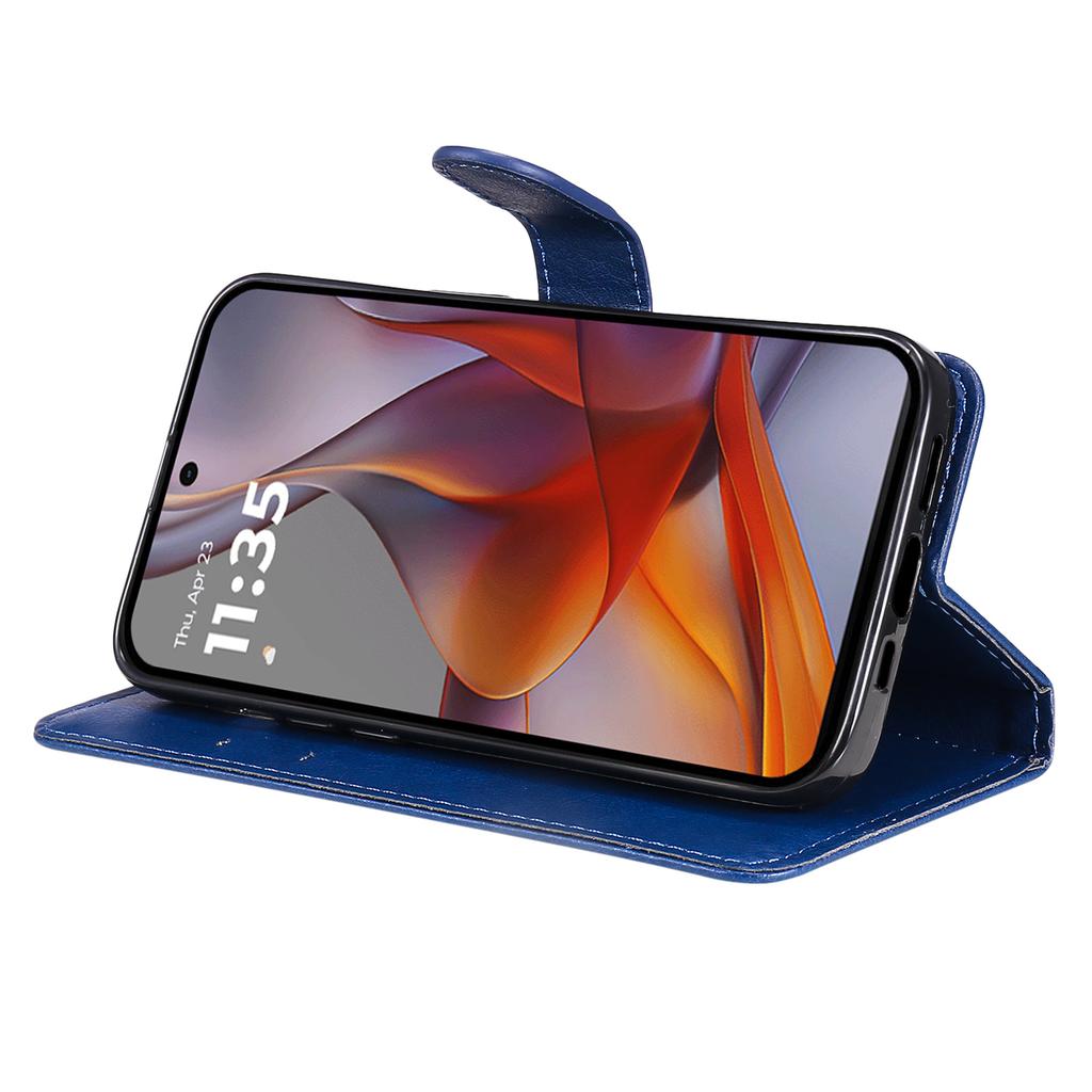 For Motorola Moto G75 5G Case Solid Color Leather Mobile Cover Wallet Stand with Strap