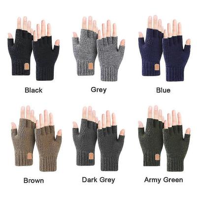 Herren Damen Geschenk Kalte Witterung Skifahren Halbfinger Tippen Winterhandschuhe Warm Gestrickt