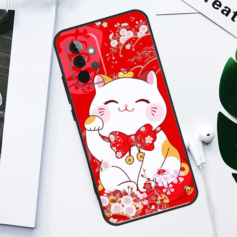 China cute lucky cat For Samsung Galaxy A52 A22 A32 A54 A34 A14 A55 A35 A15 A53 A33 A13 A05 A06 A16 Phone Case