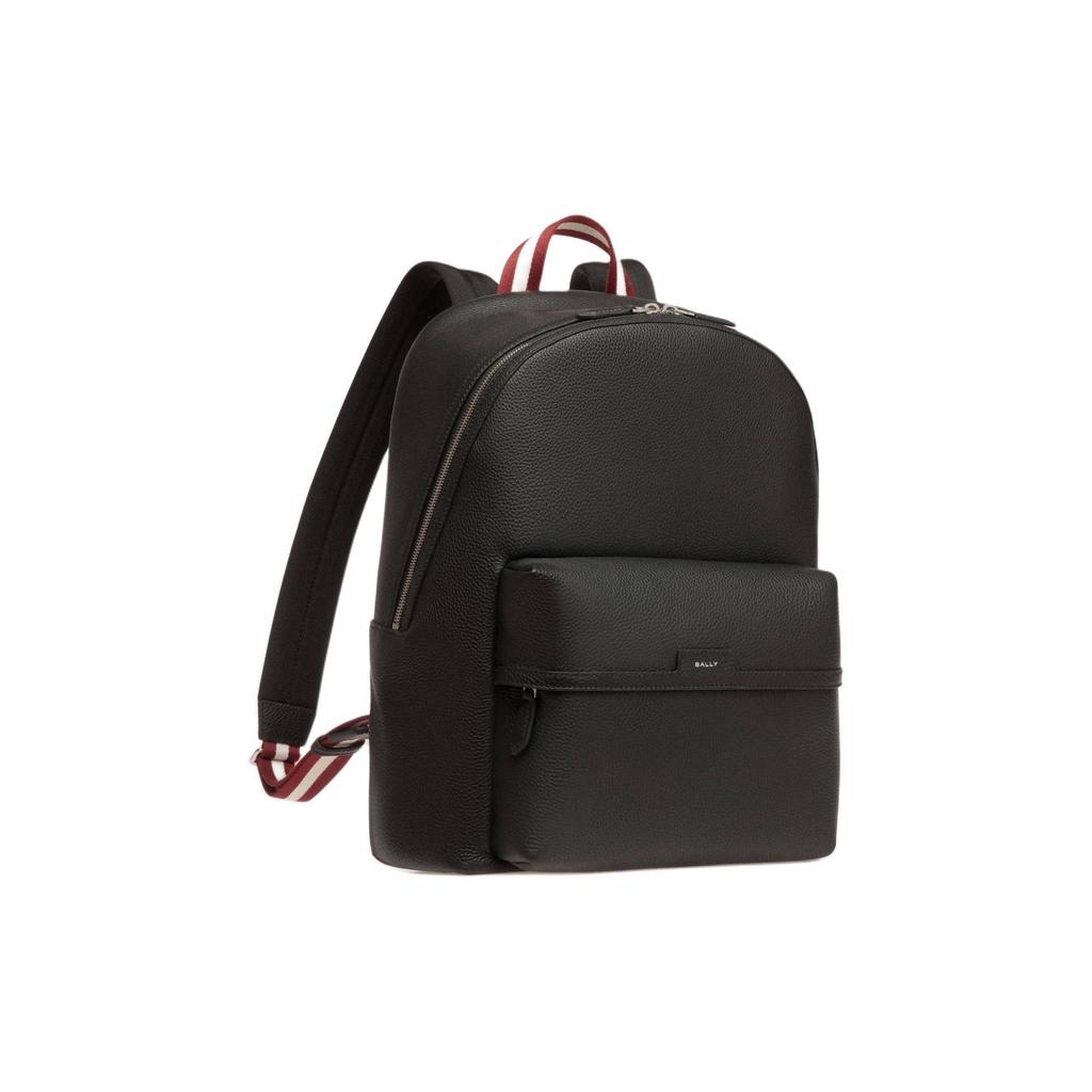 Bally Code Zipper Closure Pebbled Leather Backpack Men Backpack Black 6306394
