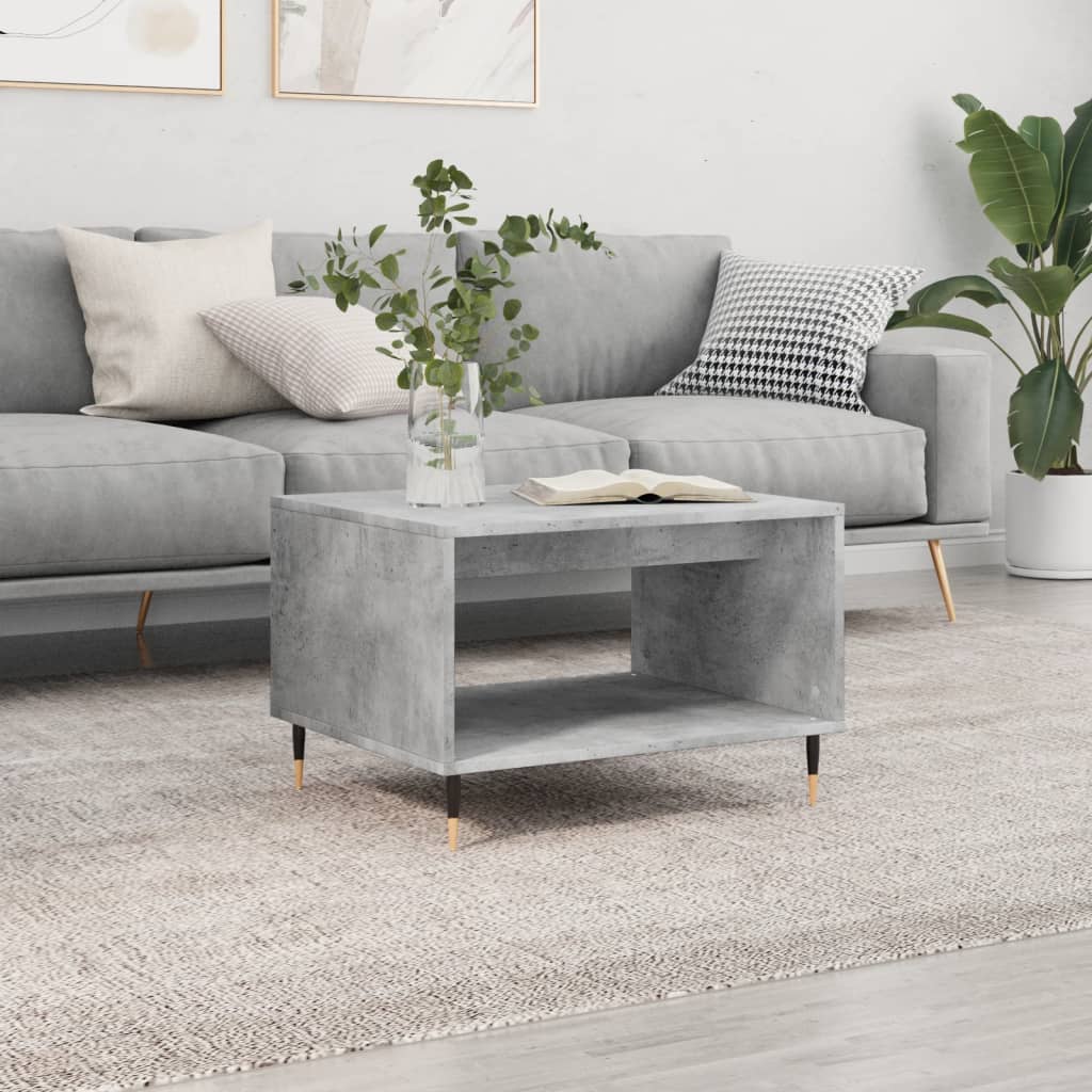 Coffee Table Concrete Grey 60x50x40 cm Wood Based Material
