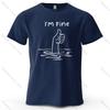 I'm Fine Funny Printed Men's T-Shirt 100% Cotton Oversized Minimalist Cartoon Graphic Tees for Women Tops Tees Streetwear