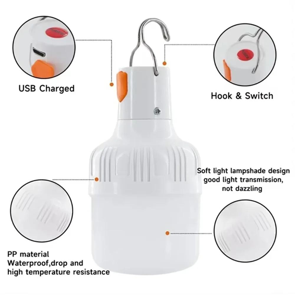 USB Multifunctional Rechargeable Light Bulb Outdoor Wireless Night Market Stall Light Household Power Outage LED Emergency Bulb