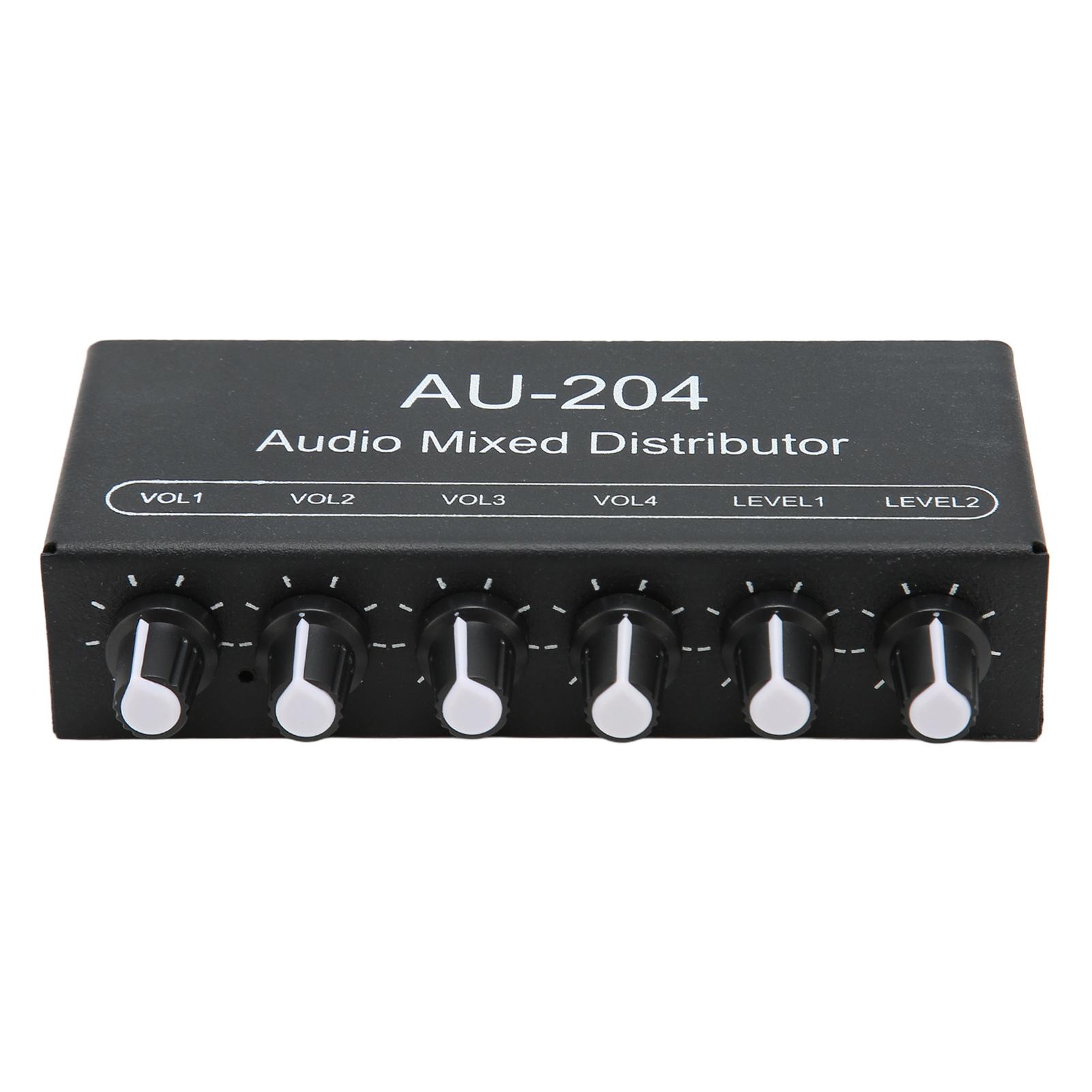 

Stereo Sound Signal Mixer 2 in 4 Out 3.5mm Interface Stereo Headphone Amplifier Mixer for Studio and Stage DC 5‑15V