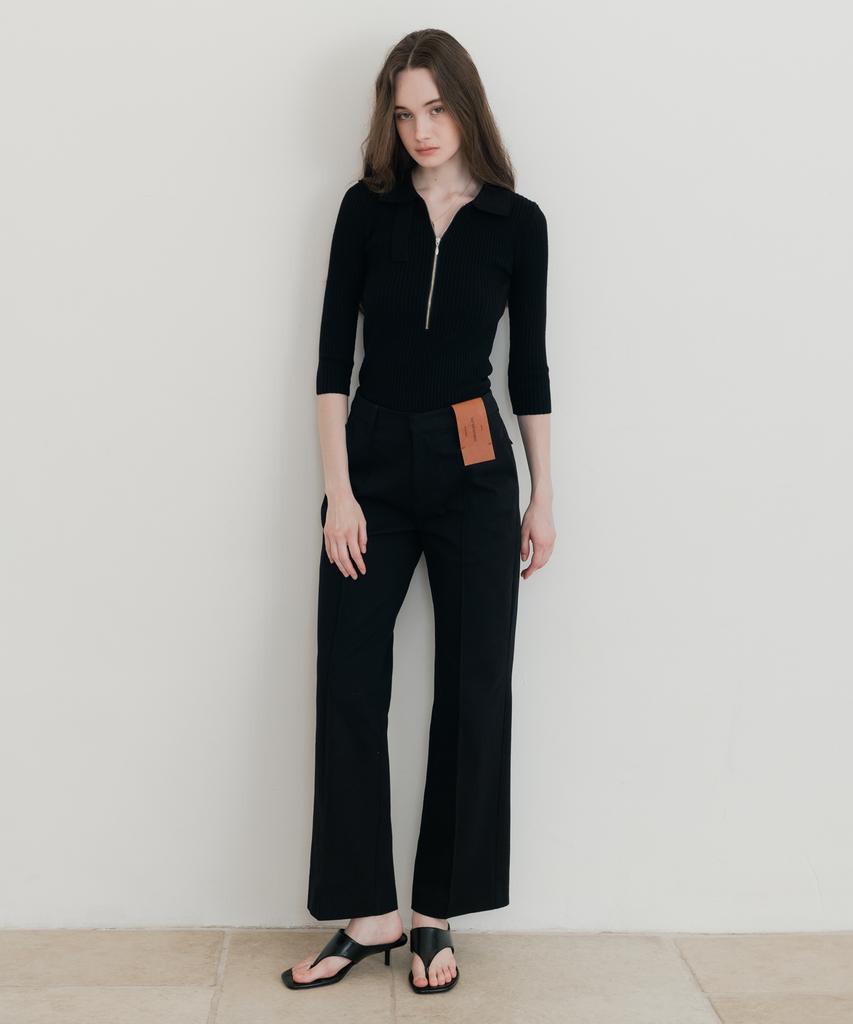 SSIN AND LEE (W) Lounge Half Knit Polo Shirt Black