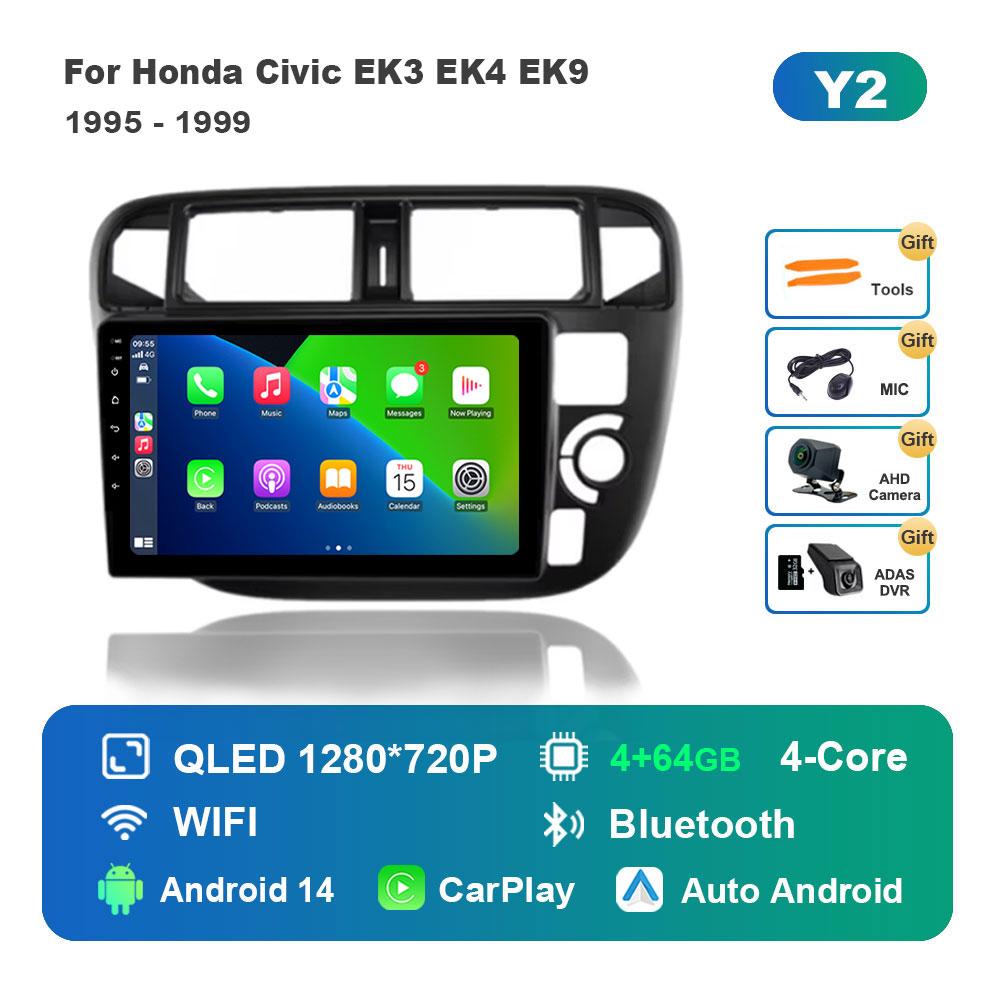Navigation GPS Android 14 for Honda Civic EK3 EK4 EK9 1995 - 1999 Car Radio Multimedia Player BT HD Screen 4G DSP Stereo WiFi