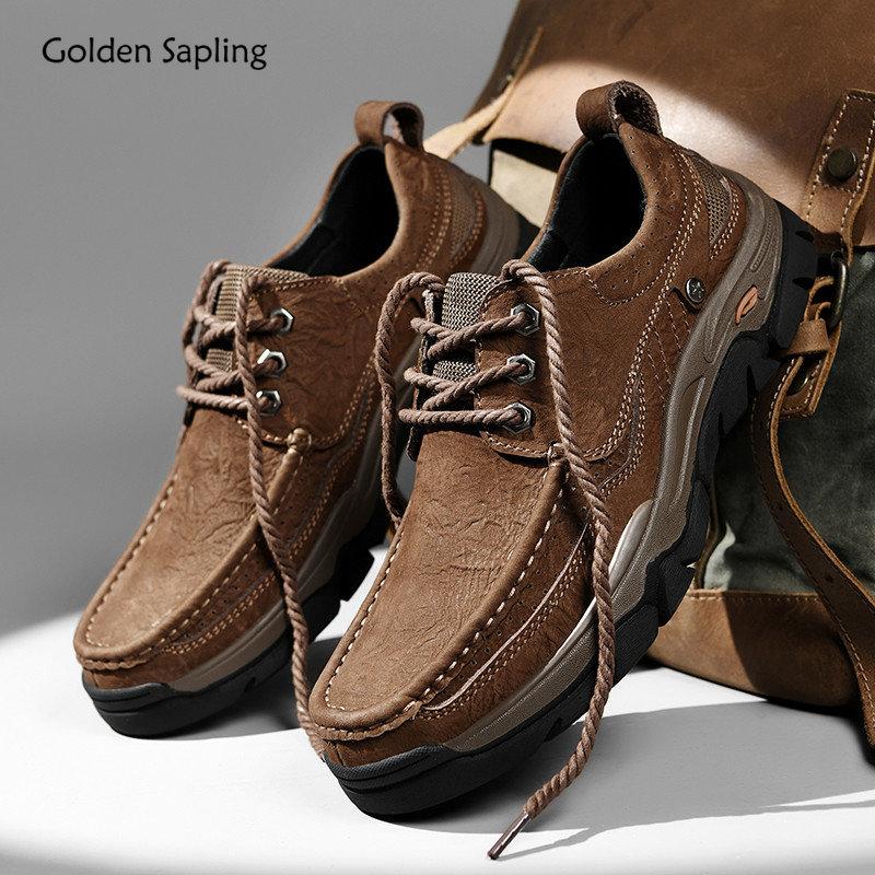 Golden Sapling Men's Casual Shoes Genuine Leather Loafers Work Safety Shoe for Men Outdoor Leisure Flats Male Moccasins