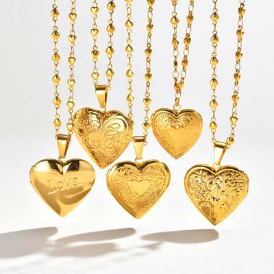 Romantic Heart Locket Pendant for Women Stainless Steel Photo Frame Openable Necklace Heart Chain Necklaces Charm Jewelry Gift