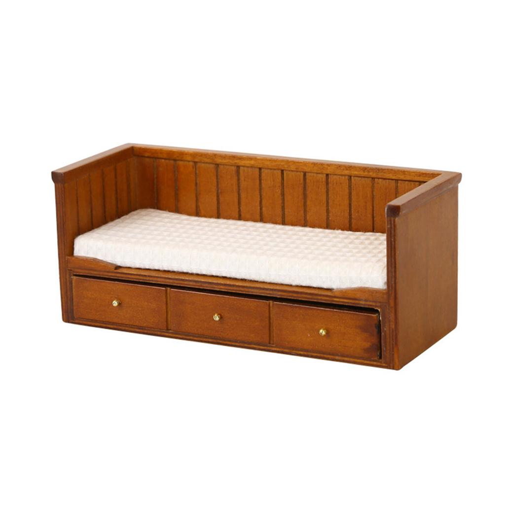1/12 Scale Dollhouses Single Bed Miniature Furniture Pretend Play for Kids Doll House Furniture Model for Dollhouses