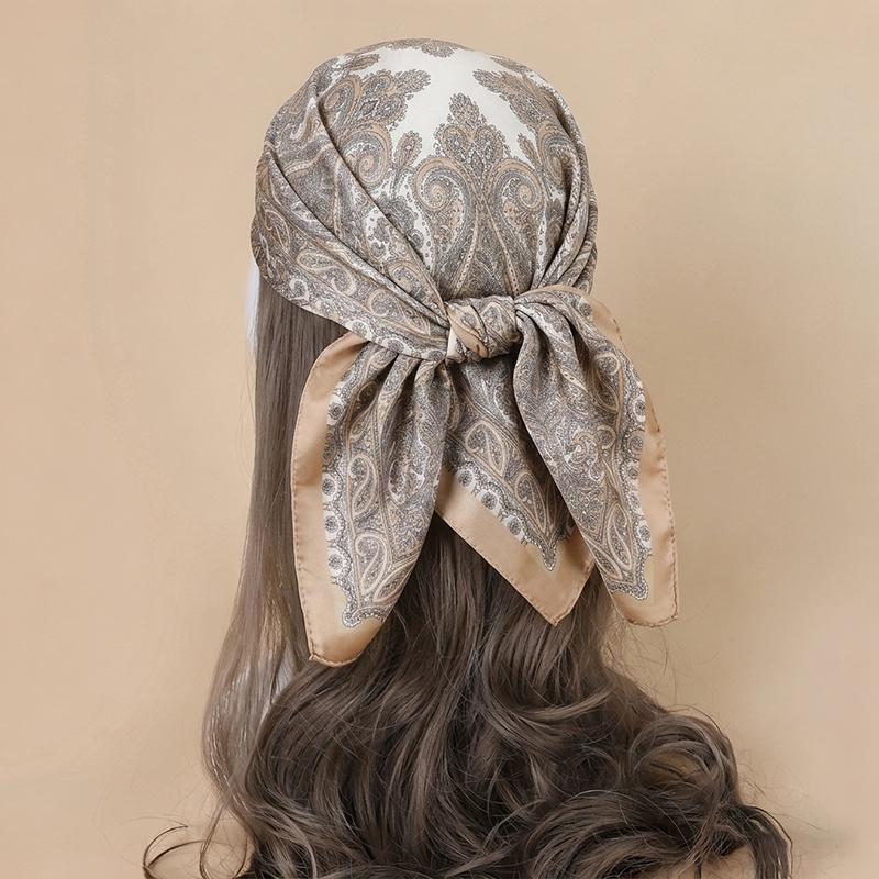 Square Scarf Print Hijab Female Turban Fashion Luxury Headscarf Shawl Neckerchief Handkerchief Headband Bandana Windproof Wraps
