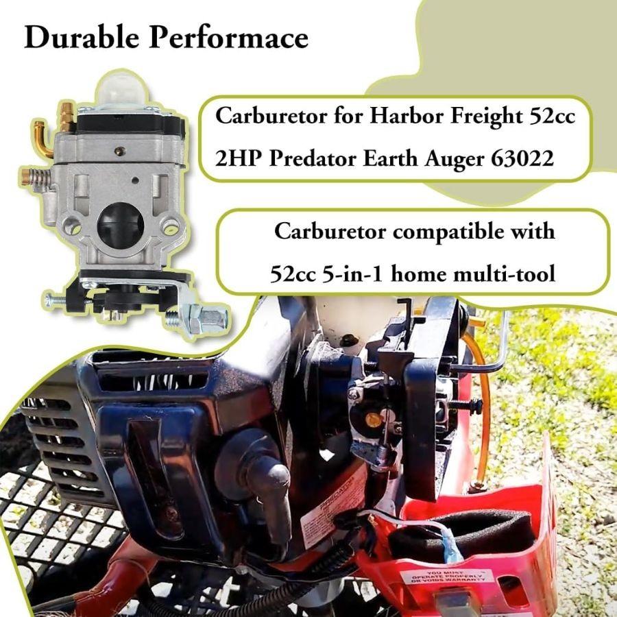 Carburetor for 52cc 2HP Earth Auger with Primer Bulbs Spark Plug Gasket Fuel Lin