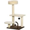 Cat Scratching Tree with Sisal Post, Perch and Play Balls, in Particleboard and Plush, 44x38x81 cm