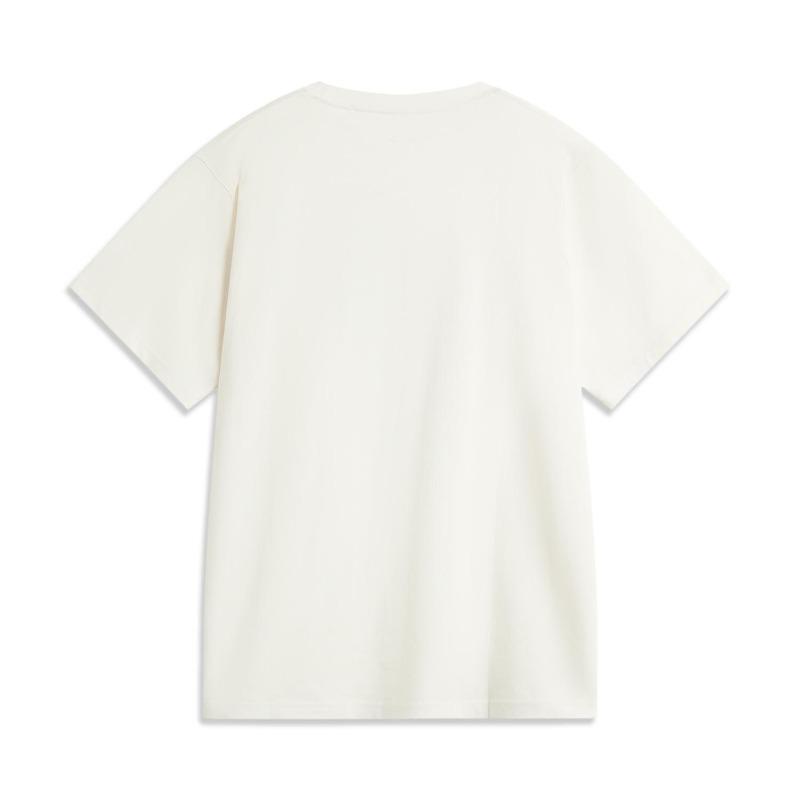 Li Ning X Disney Collaboration Versatile Breathable Loose Soft Comfortable Short Sleeve T-Shirt Women Tops Off-White AHSUA82-5