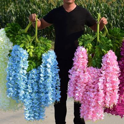 Künstliche Glyzinienranke Innen Außen Wandbehang Gefälschte Seidenblumen Girlande Zuhause Hochzeit Party Festival Simulierte Blumendekoration