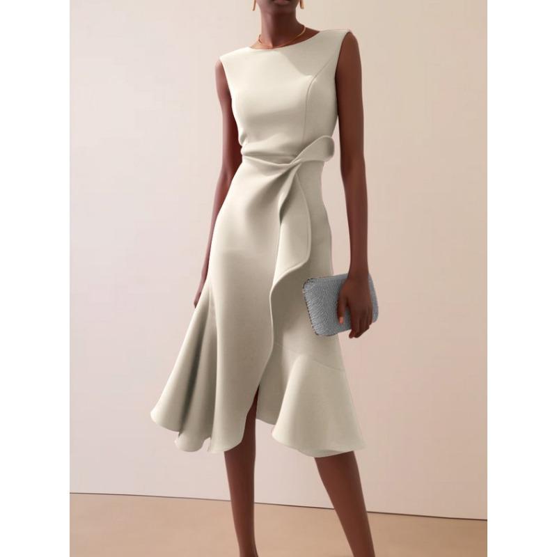 DAFIFY Dámská móda Léto Jaro Jednobarevný potisk Ležérní šaty bez rukávů s výstřihem do O s vysokým pasem