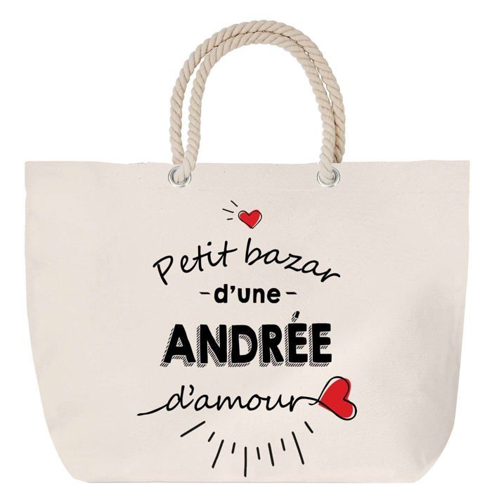 Sac de plage anse corde Bazar d'une Andrée d'amour Humour Cadeau Anniversaire Noël | Grand Sac de Transport & Sport