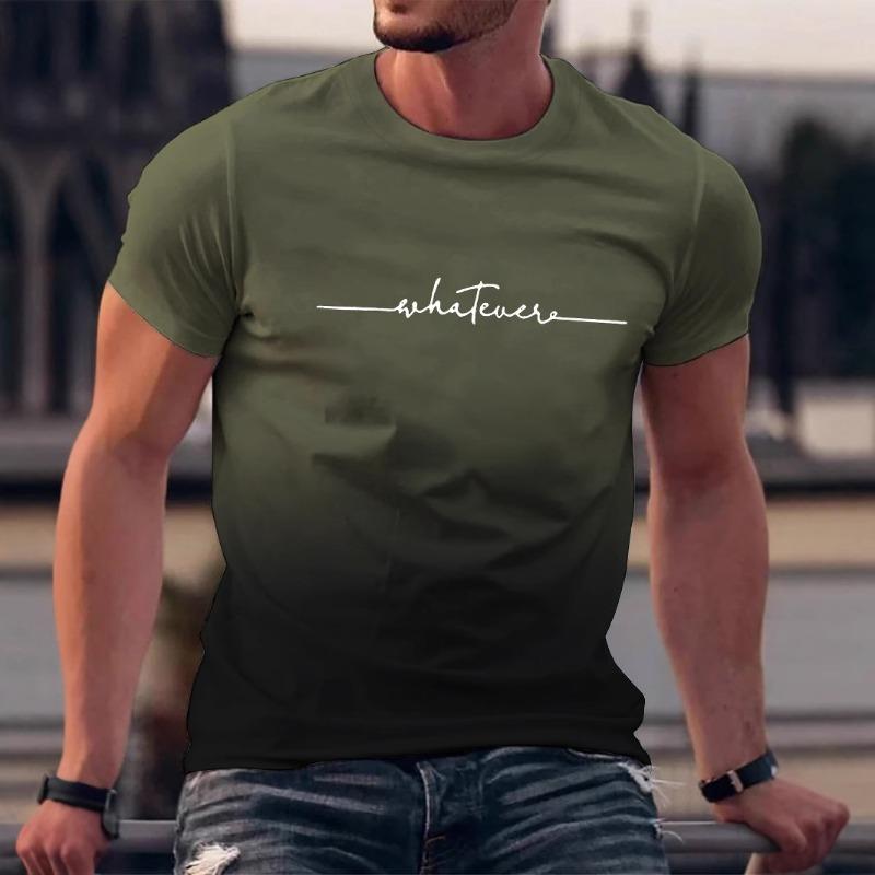 Summer 3d Printing Gradient Crew Collar T-shirt for Men's Fashionable Casual Short Sleeved Top Men's T-shirt