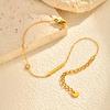 Dainty Rectangular Zircon Bracelet for Women Girls,Gold Plated Stainless Steel Chain Bracelets,Fashion Waterproof Jewelry Gift
