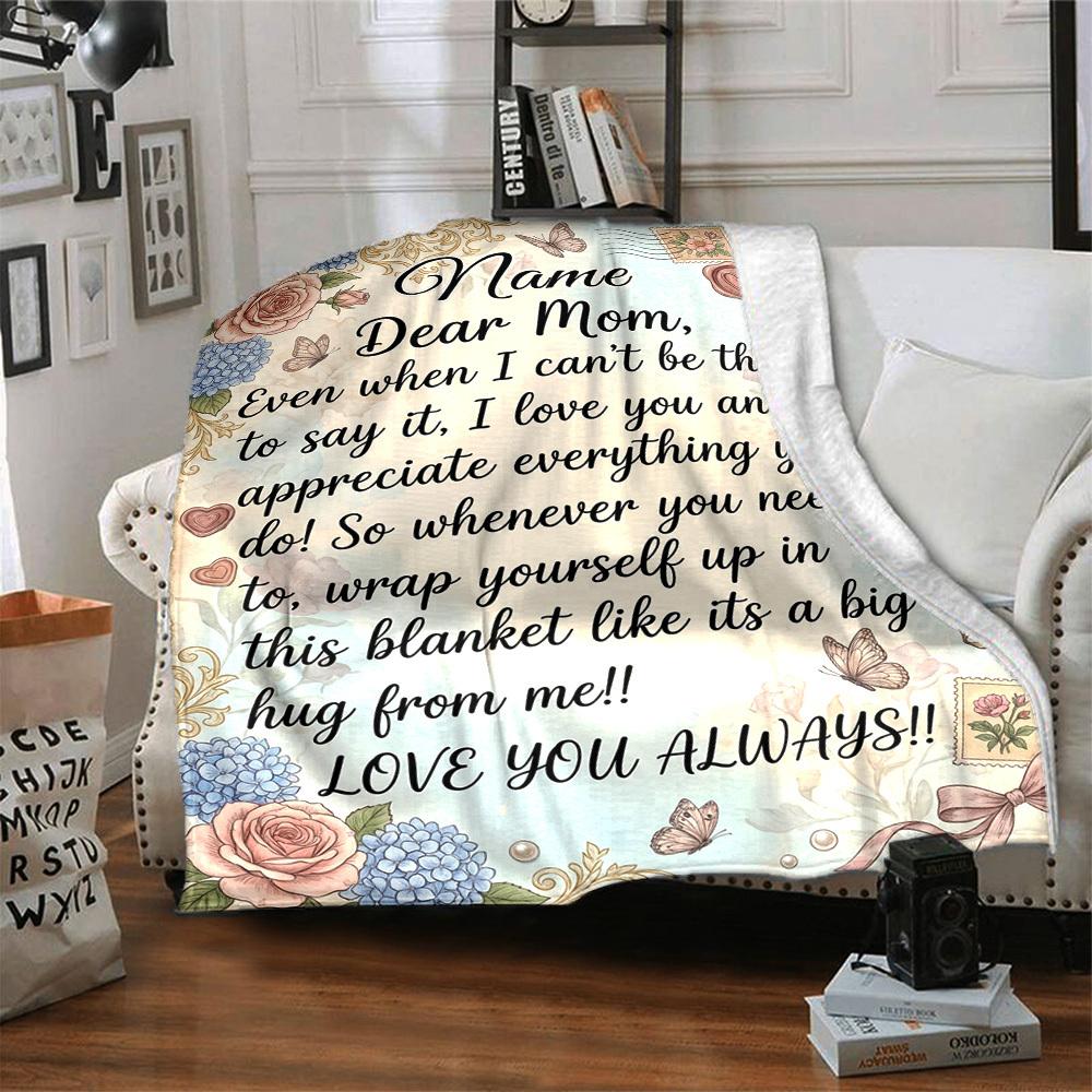 Mother'S Day Love Comforts Always Forever Themed Blanket Personalized Name Soft Warm And Versatile For Sofa Bed Office And Travel Machine Washable