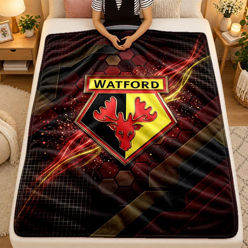 Flannel BlanketWatford Football Warm Soft Throw Blanket for Indoor Sofa Bed Living Room Use