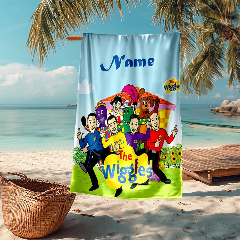Individuelles ultraweiches Strandtuch mit dem Wiggles-Thema, ideal für Pool - Camping, Tauchen - Perfektes Reiseutensil, Lebendiges Strandtuch.