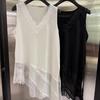 2026 Early Spring Lace Patchwork V-neck Irregular Long Vest Women's Sleeveless Layering Top