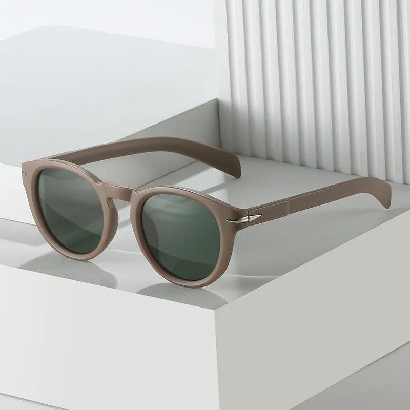  Retro Round Men Polarized Sunglasses Shades UV400 Fashion Brand Designer Matte Blue Women Rivets Sun Glasses