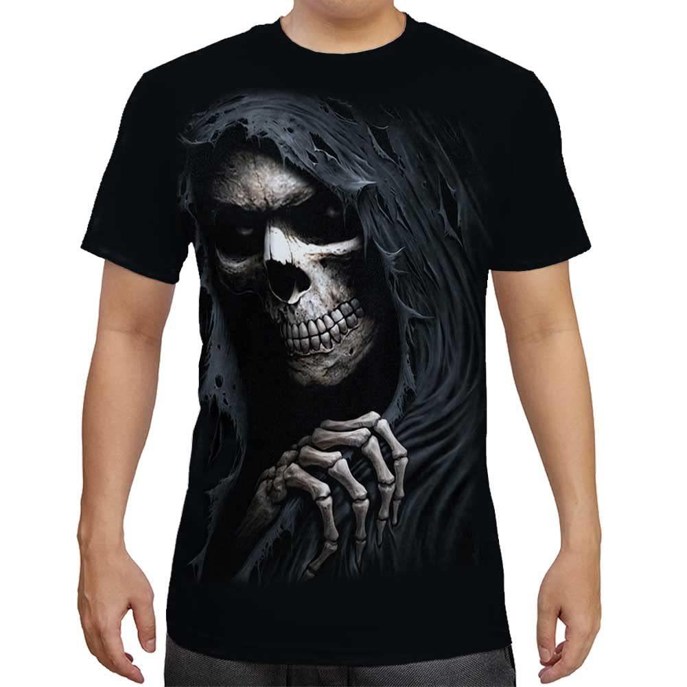 Summer Round Neck 3D Skull Print Top Fashionable Casual Short Sleeved Men's T-shirts