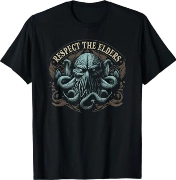 Cthulhu Respect The Elders, Cosmic Horror Cthulhu T-Shirt XL