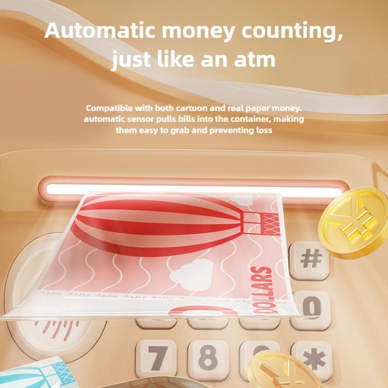 Electronic Piggy Bank Children Automatic Safe Coins Cash Saving Money Box Password Counter Code Key Lock Coin Bank Atm Kids Gift