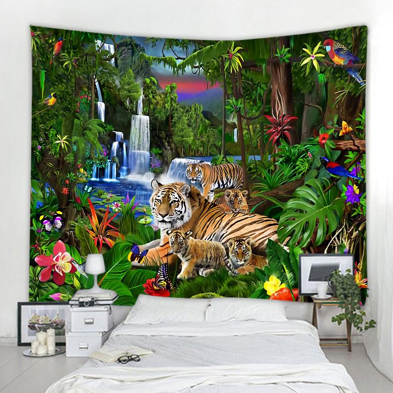 3D Tiger Decoration Tapestry Curtain Home Bedroom Living Room Decoration Curtain Tapestry Bohemian Hippie Style