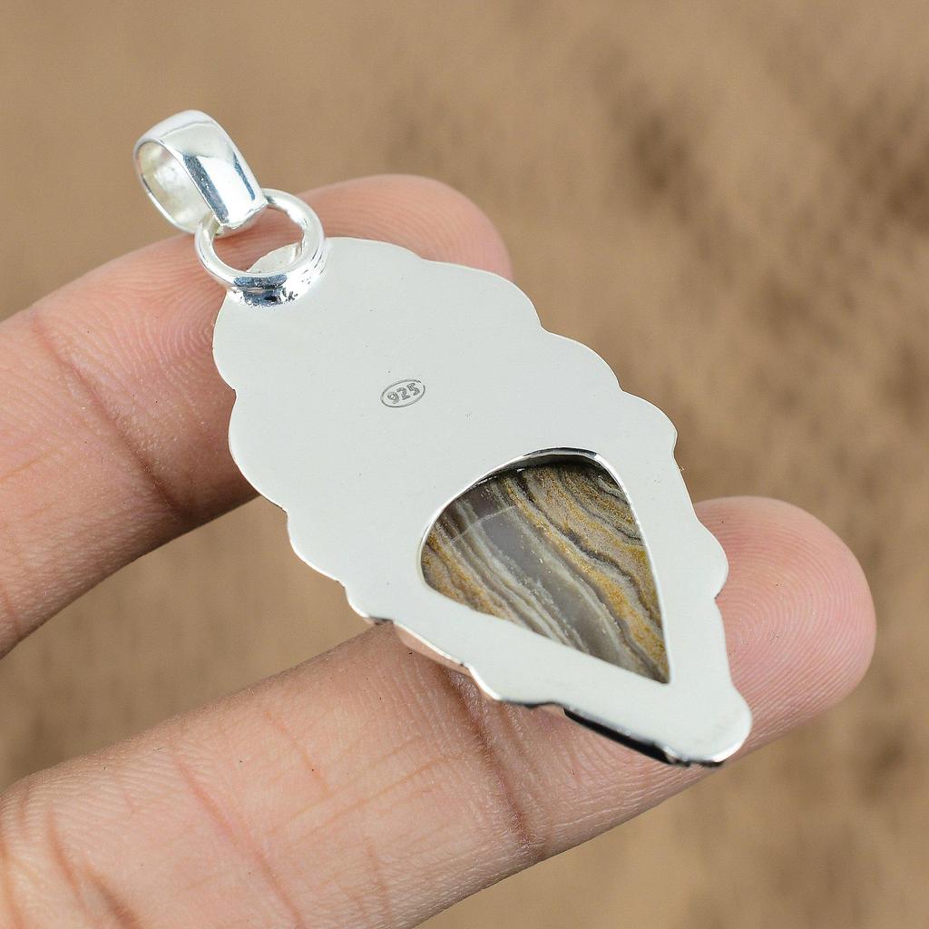 Birthday Gift For Her Natural Crazy Lace Agate Pendant Unicorn 925 Silver