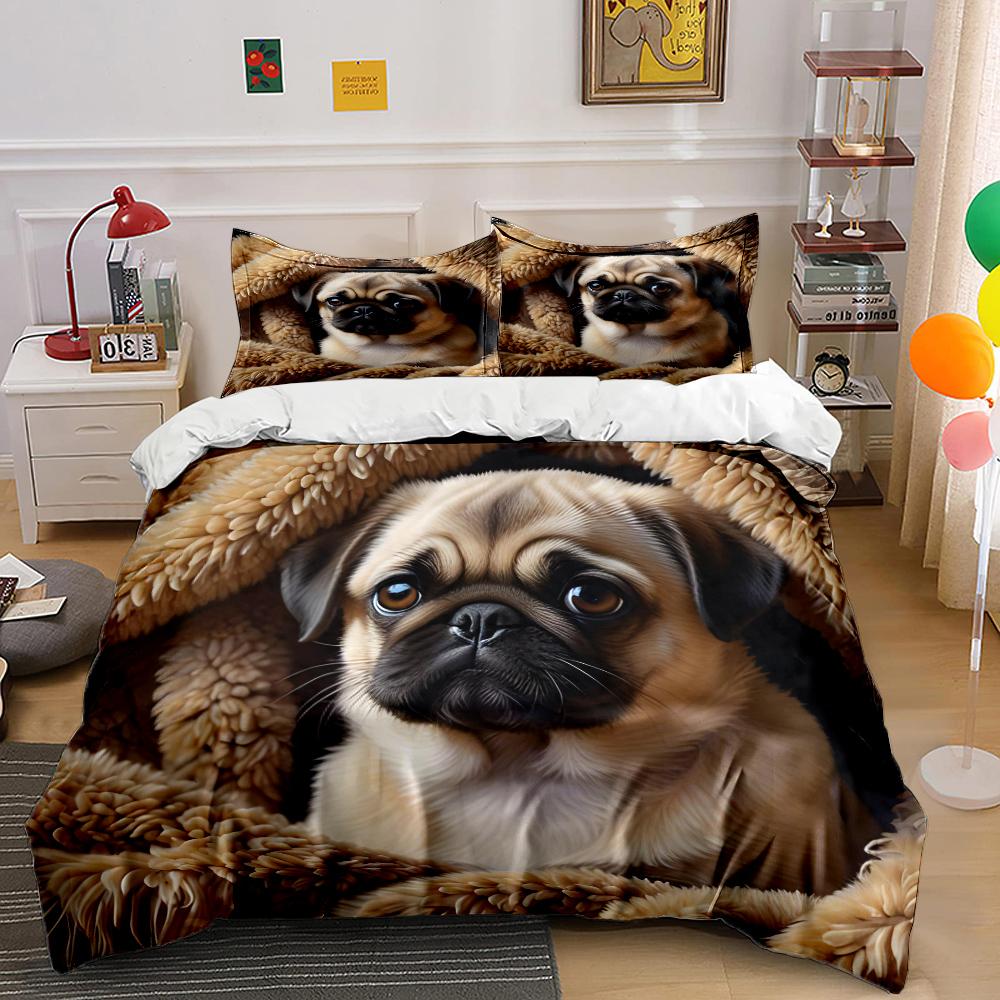 Uroczy Zestaw Pościeli z Nadrukiem Mopsa Pokrowiec na Kołdrę dla Entuzjasty Sportu 1 Pokrowiec na Kołdrę 2 Poszewki na Poduszki Zestaw Pościeli dla Dorosłych i Dzieci Luksusowy Prezent