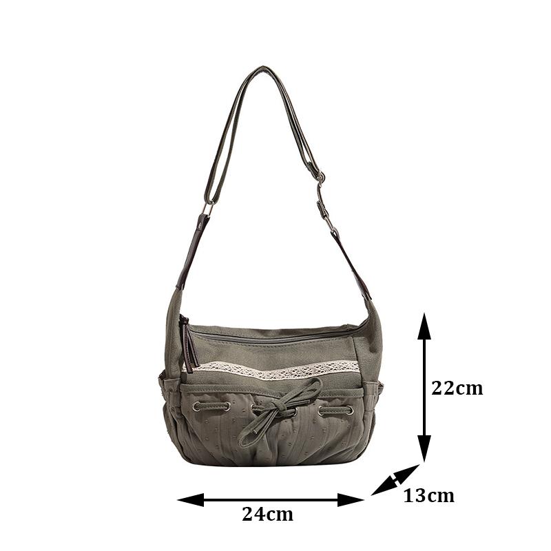 Casual Shoulder Bags Cute Sweet Girl Bow Canvas Denim Crossbody Bag Women Vintage Ladies Retro Messenger Bag Designer Handbag