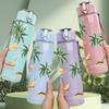 1PC Palm Tree Beach A 750ml Sports Water Bottle Leakproof Straw Lid Outdoor Office Home