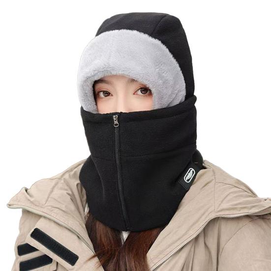 Winter Headgear Hat Solid Color Zipper Closure Thickened Windproof Knitted Hat Outdoor Activities Travel Headwear