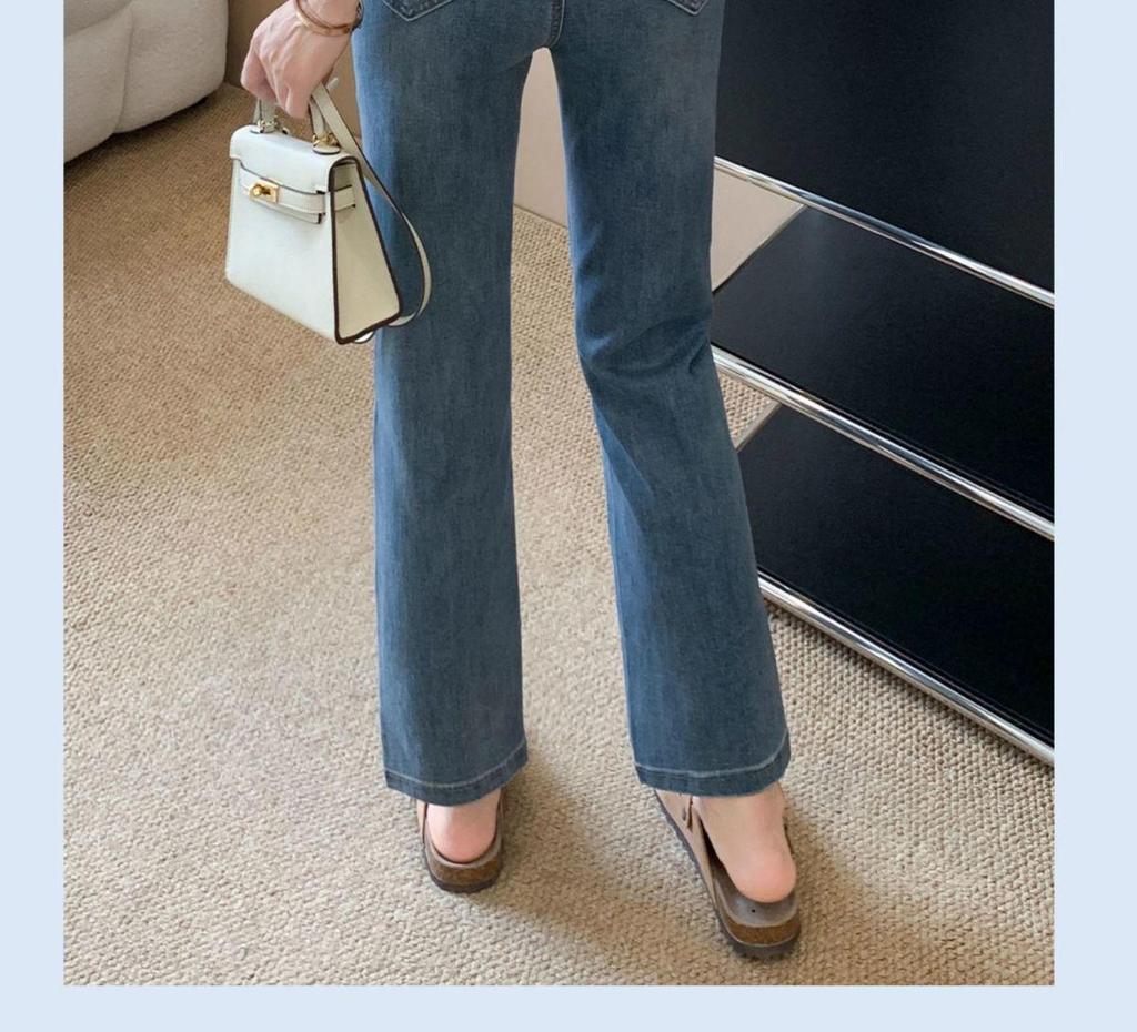 Women's High Waist Embroidered Retro Pipe Jeans - Spring/Autumn 2025 Slim Cropped Straight Leg Pants