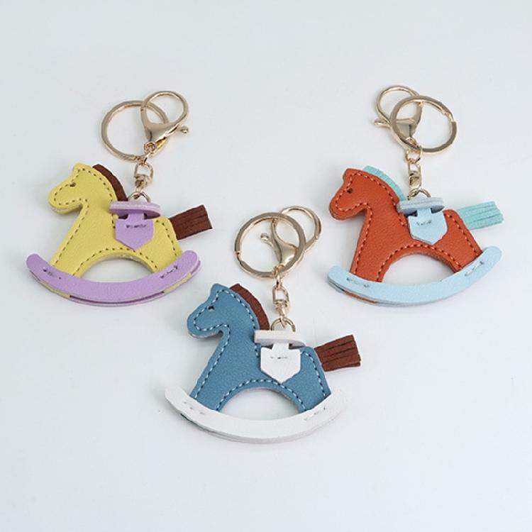 Fashion Key Rings Key Decorations Horse Shape Key Accessory Bag Ornament PU Leather Texture Keychain Perfect for Gifting