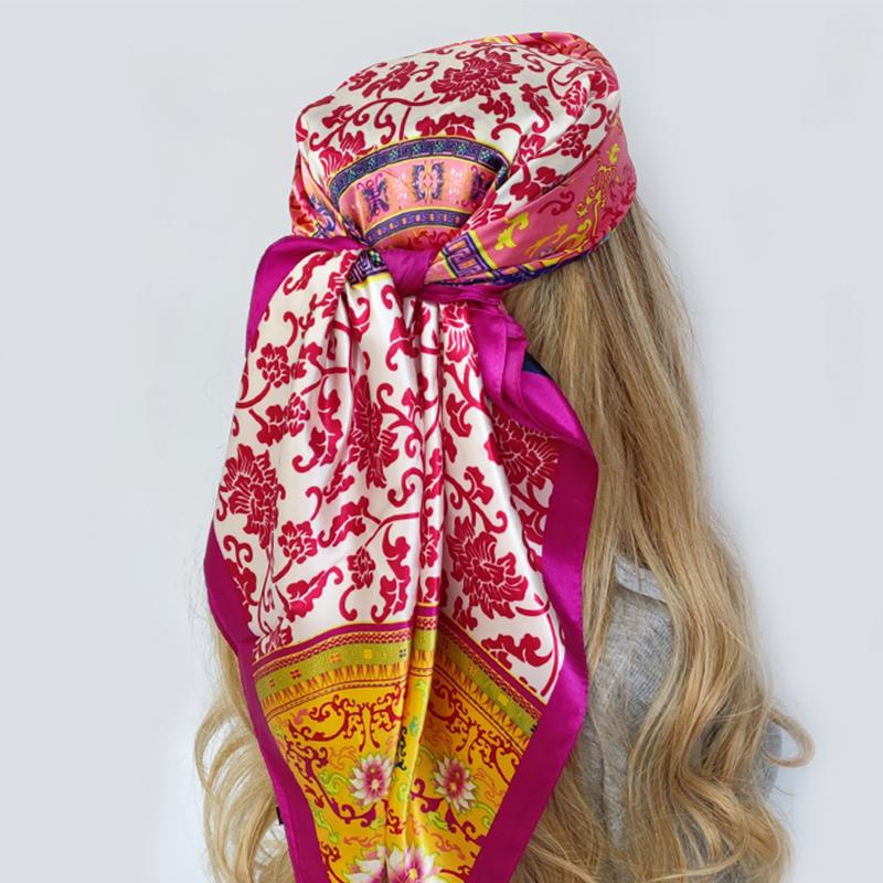 Four Seasons Square Kerchief Popular 90X90CM Stripe Shawls Fashion New Sunscreen Bandannas Europe And America Silk Scarves