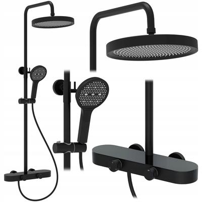 Creo Black Rea Matte Black Surface-Mounted Shower Set