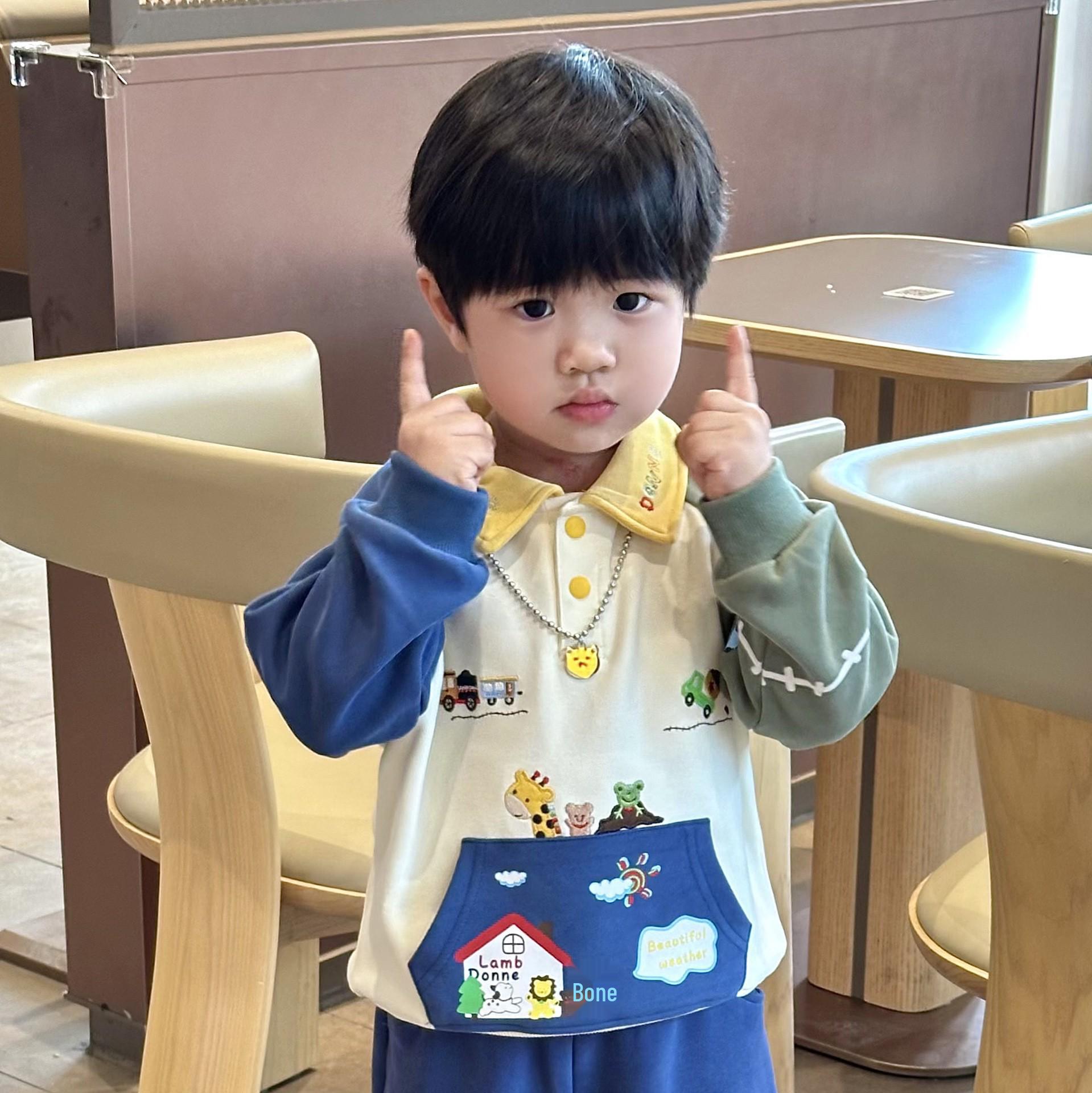 

Kids Autumn/Winter Outfit: Boys Sweatshirt & Sweatpants Two-Piece Set 120 cm