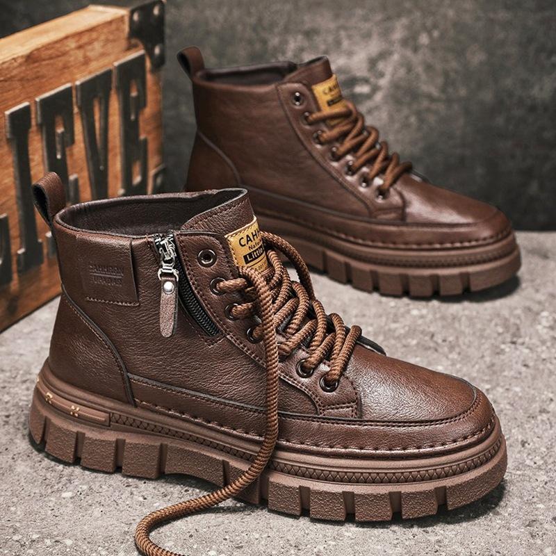 Herbst- und Winter-High-Top-Martin-Stiefel Herren Britischer Stil Werkzeug Lokomotivschuhe Herren Freizeit-Trendschuhe Reißverschluss Herrenschuhe 2024