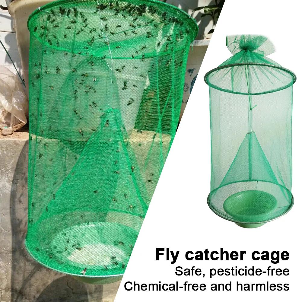 Hanging Fly Trap Cage Reusable Folding Flies Catcher Cage Practical Insect Catching Traps Pest Control Tool for Household Garden