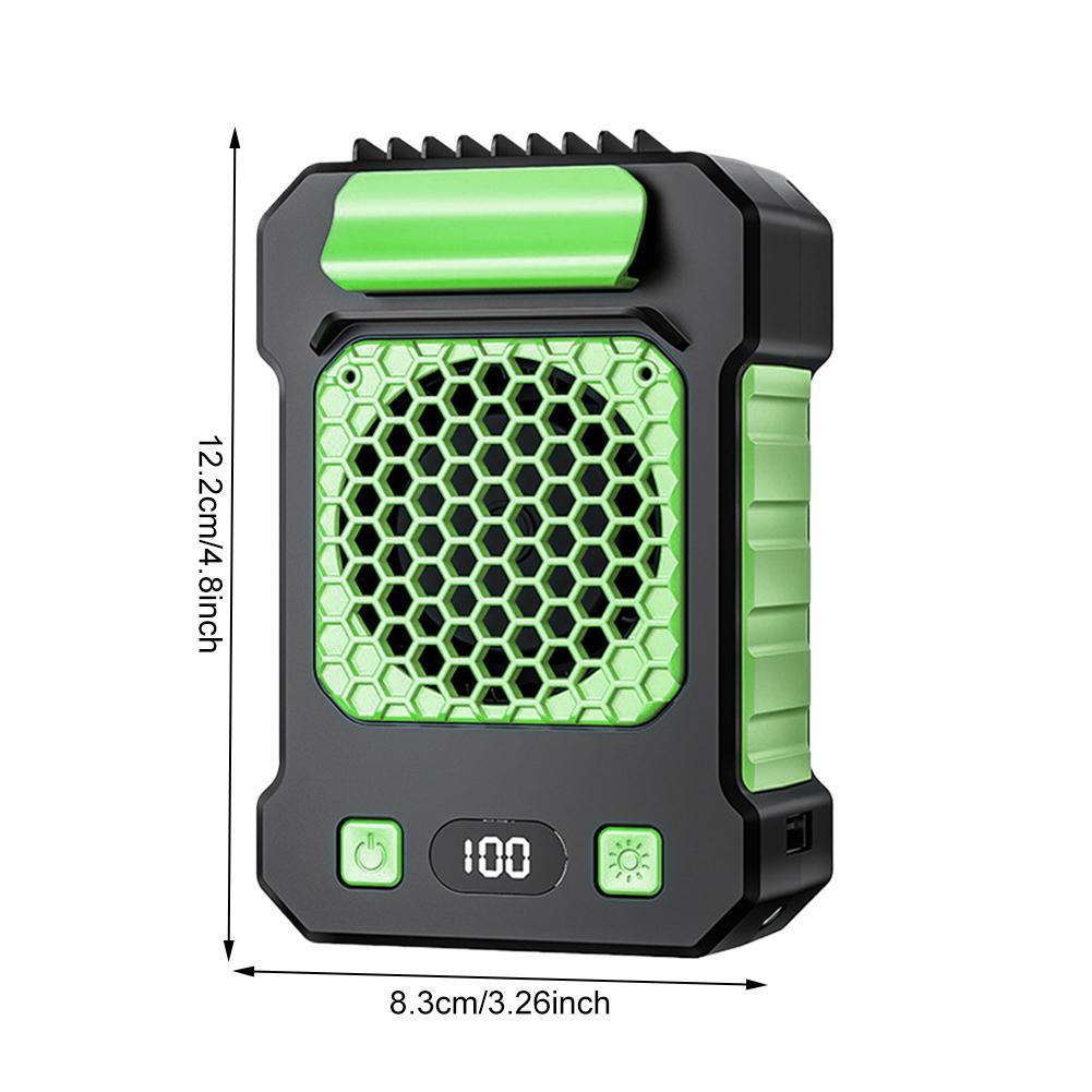 Electric Clip Fan USB Rechargeable 5000mAh Hanging Neck/Waist Fan 5 Gear Strong Wind for Outdoor Camping Hiking Climbing Running