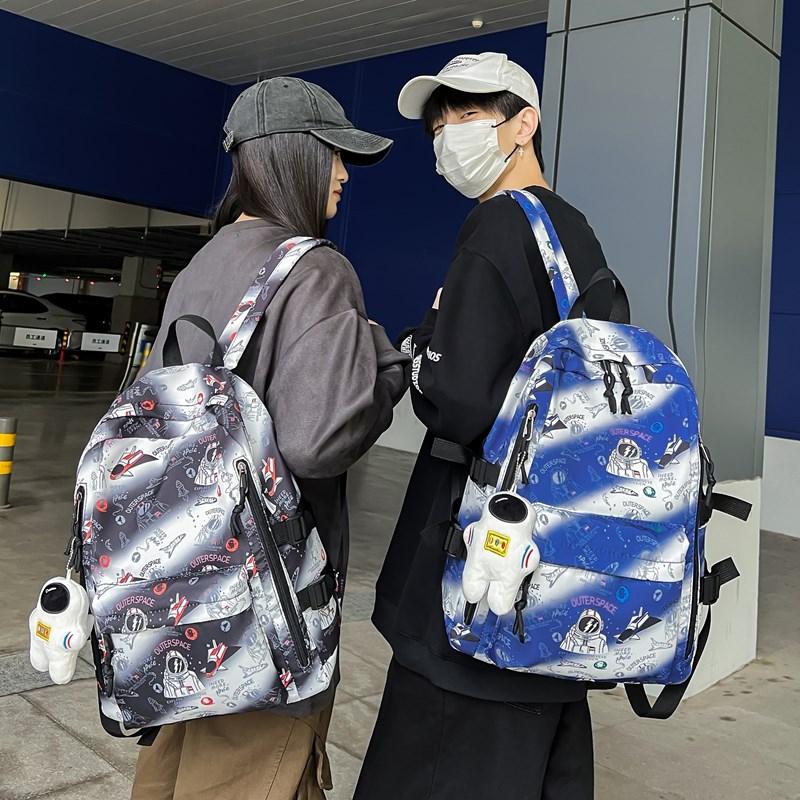 

Lightweight Graffiti Print Backpack Men Gradient Large Capacity Schoolbag Student Backpack