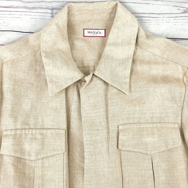 MAX&CO. Silk & Linen Long Sleeve Jacket/Women's M/Beige/Hidden Button/Minimal Style(USED)
