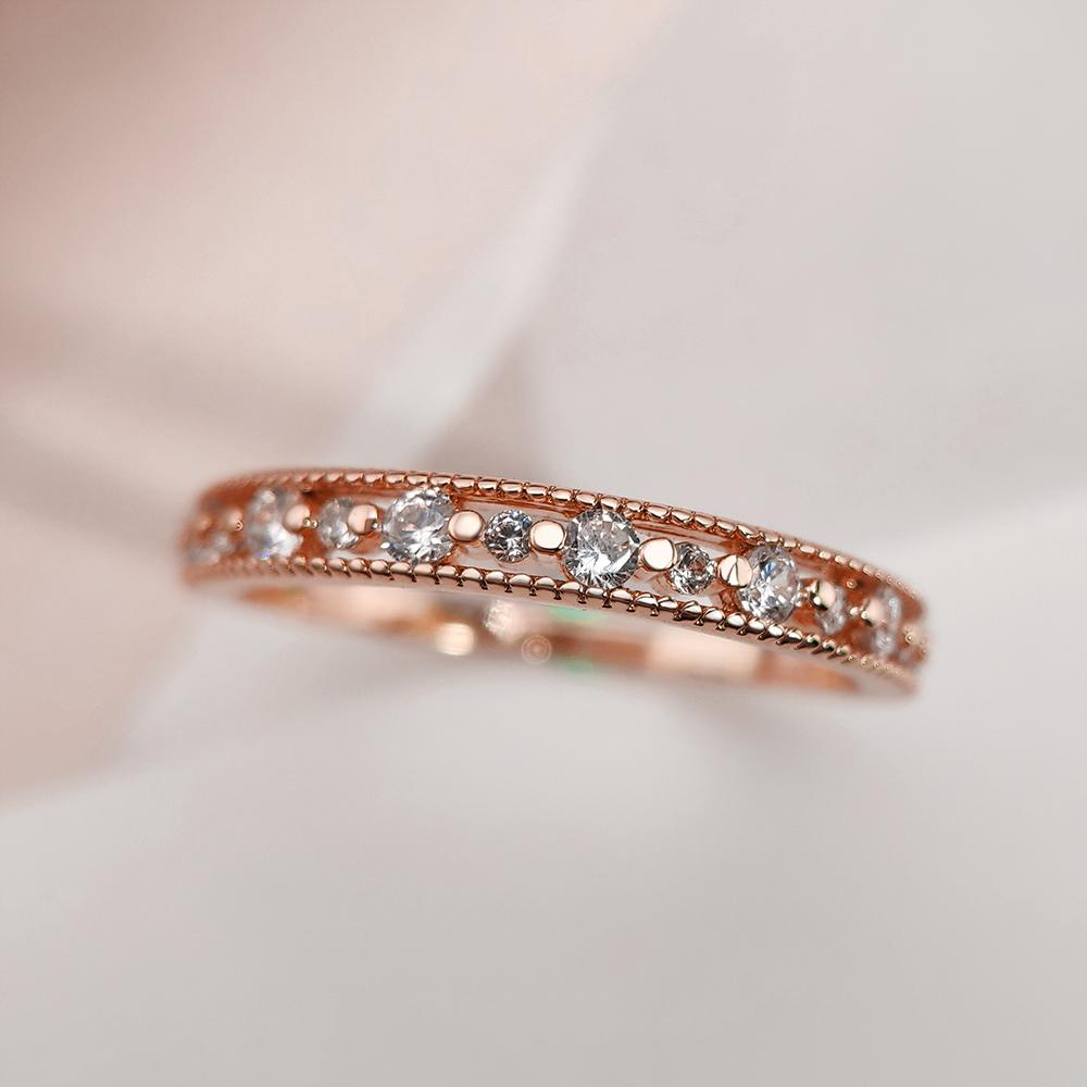 Trendy Elegant Dainty Rings For Women Romantic Women's Ring Shiny Zircon Gold Color Thin Finger Ring Accessories Jewelry KCR088