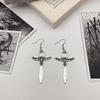 Punk Eardrop Bat Swords Pendant Earrings Gothic Bat Earrings Halloween Gift